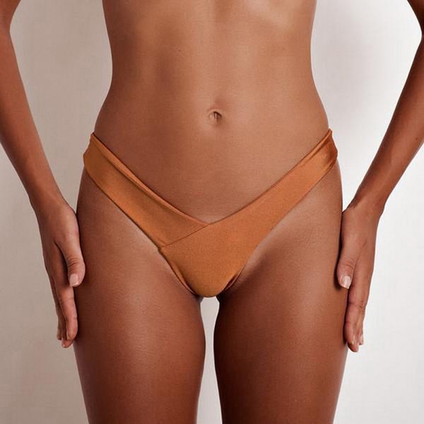 

2019 new women bikini bottoms solid swimming g-string briefs panty female thong v swim trunks brazilian beachwear tankini