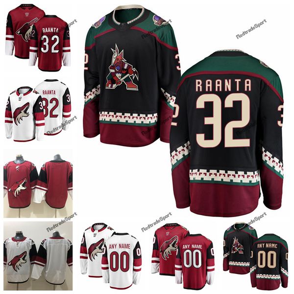 

2019 customize antti raanta arizona coyotes hockey jerseys custom vintage alternate black #32 antti raanta stitched hockey shirts s-xxxl, Black;red