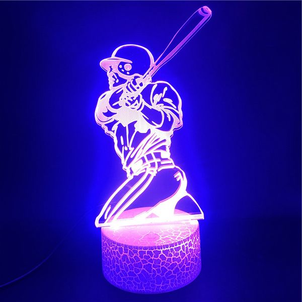 

3d lamp sport play baseball swing the alarm clock base nightlight lovely present decor battery powered usb led night light lamp