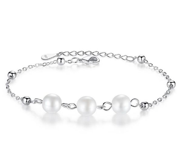 

beauty pearl link bracelet jewelry for women cross chain silver charm bracelets wholesale 18+3cm, Golden;silver