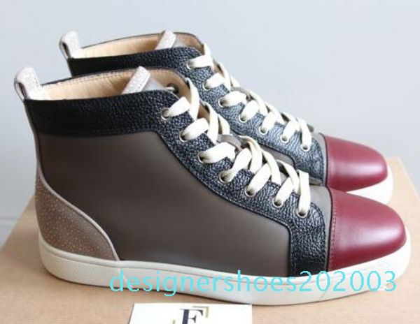 

with hand bag] birthday gift red sole brand designer wine-red genuine leather red bottom men sneakers orlato mastic sneakers trainers d03, Black