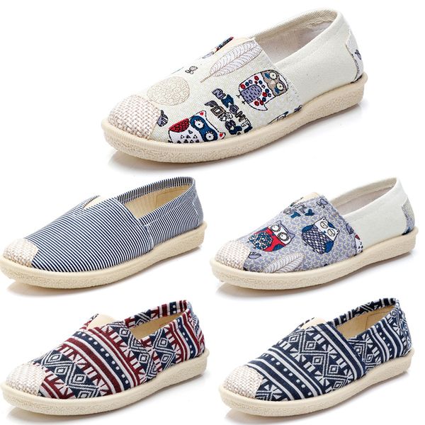 

retro non-brand vintage women shoes slip on espadrilles chaussures flats casual canvas shoes classic loafers sneakers 35-40 style 3, Black