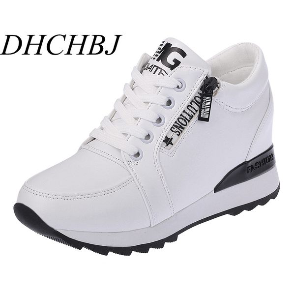 

new 2019 autumn black white hidden wedge heels casual shoes spring women's elevator high-heels boots women sneakers 6cm heels