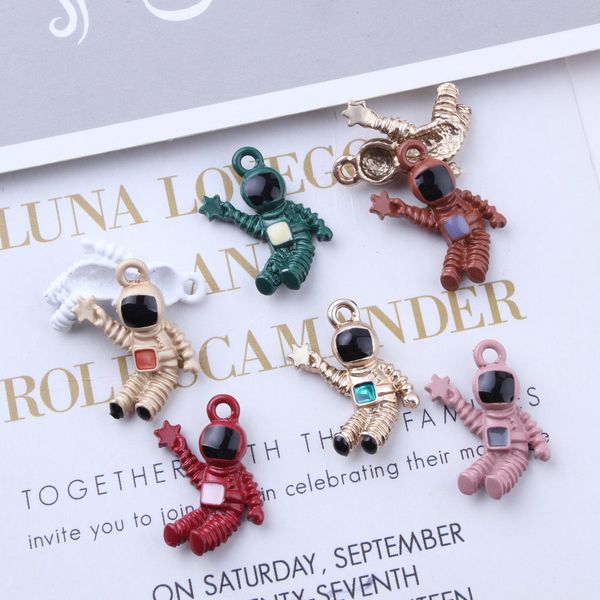 

10pcs enamel candy color crystal astronaut spaceman charms necklace eardrop pendant for Â making handmade diy jewelry materials, Bronze;silver