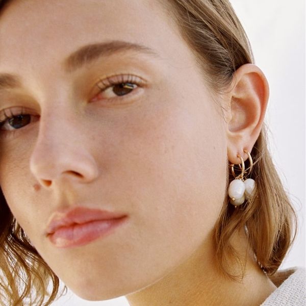 

new pearl hoop earrings fashion boho gold statement earrings for women weddings party irregular geometric jewelry gift, Golden;silver