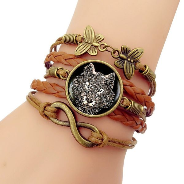 

wolf totems time bracelet multi-storey manual weave glass cortex group combine hand decorate, Golden;silver