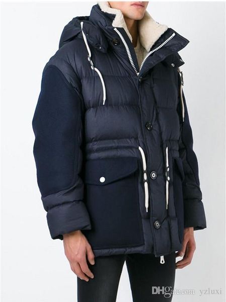 

franch down parkas for men stand collar hooded bomber 100% white duck down male long jacket plus size anorak man clothes, Black