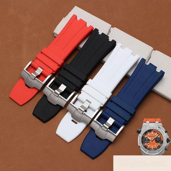 

watch black blue silicone rubber bracelet wristband sport watch band 28mm watchband for ap watches strap wristwatches belt, Black;brown