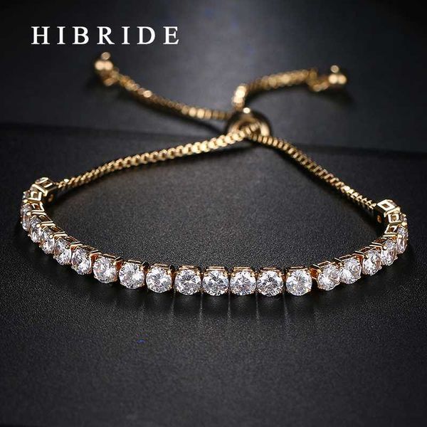 

hibride jewelry brand new design cubic zircon tennis bracelets,gold-color adjustable chain women bangles, b-002, Black