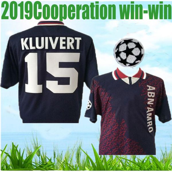 

1994 1995 ajax retro soccer jersey 94 95 rijkaard kluivert litmanen de boer seedorf davids seedorf overmars vintage classic football shirt, Black;yellow