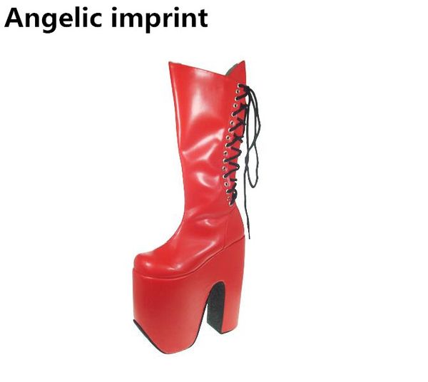 

angelic imprint mori girl women punk motorcycle boots lady lolita boots woman super high trifle heels pumps shoes 33-47 20cm, Black