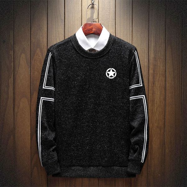 

sweatshirts men striped print mens sweatshirts autumn casual mens long sleeve slim male pullovers for men 2020, Black