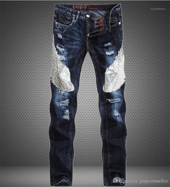 

leg jeans mid waist jeans mens clothing mens designer popular jeans blue eagle patchwork slim straight