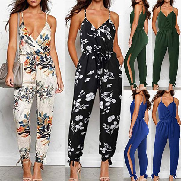 

nice women lady sleeveless backless v neck jumpsuit fashion for summer beach party 88, Black;white