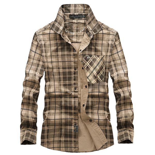 

mens designer 2222 long sleeve plaid large size dark cotton casual shirt, Black;brown
