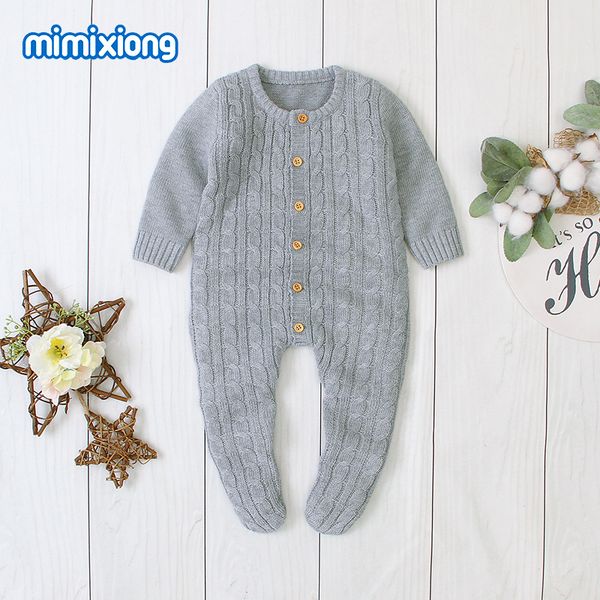 

baby rompers clothes solid knitted newborn toddler kids girls jumpsuits long sleeves infant boys overalls children outfits 0-24m y200320, Blue