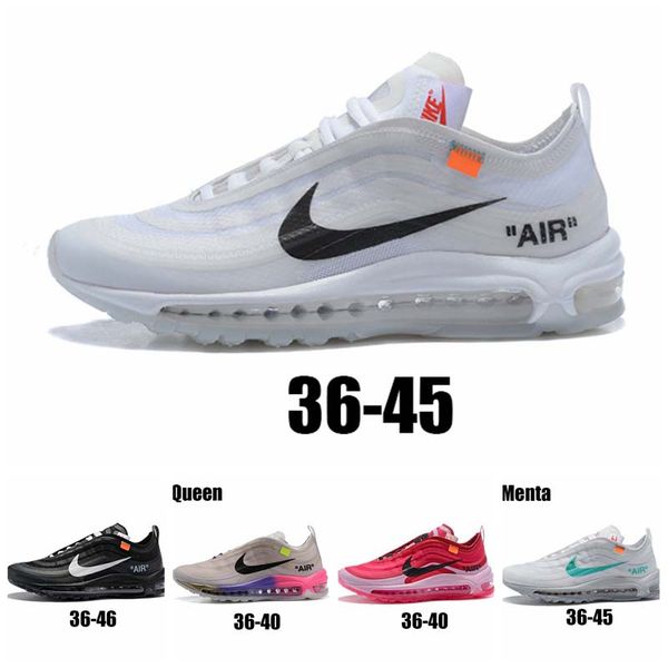 

air max 97 off white tn cushion running shoes women athletic sneaker off-white triple black 97s cushion men non-slip trainers