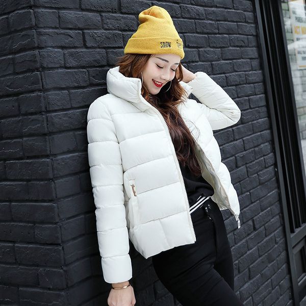 

2020 women winter parka coat female fashion down jacket casual stand collar short slim parkas abrigo mujer wxf120, Black