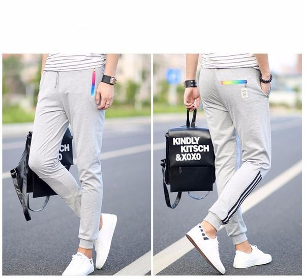 

new fashion drawstring panelled fitness sport pants slacks pants casual mens running apparel mens designer pants, Black