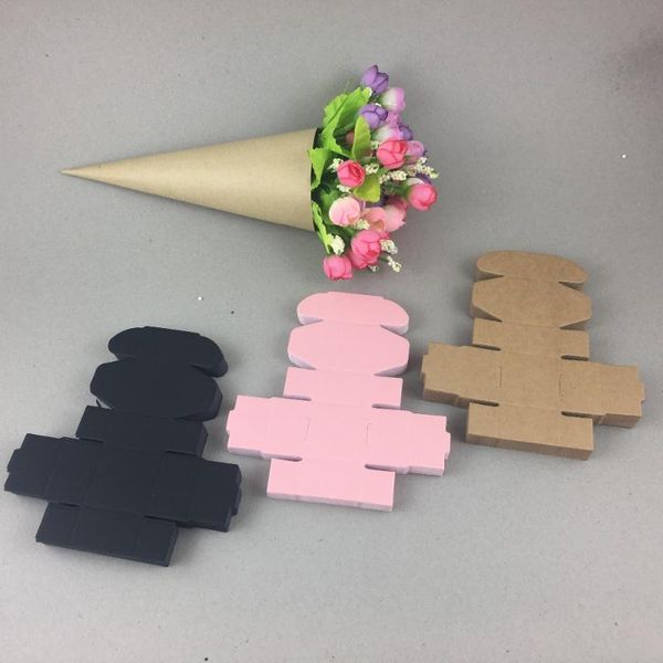 

gift wrap 24pcs/lot 4x4x2.5cm handmade multiple candy solid colors kraft paper aircraft box packing boxes for store chocolate macaron