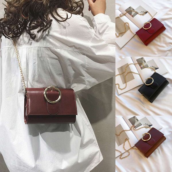 

fashion women rivet solid color shoulder bags small bags for women messenger chain phone bag bolsos para mujer#35