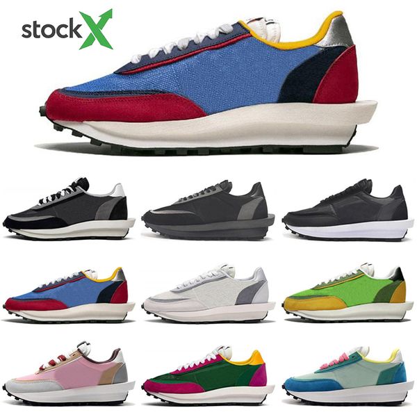 

с носками sacai x ldv вафельные тройные черные кроссовки белый серый сосновый зеленый gusto varsity blue mens trainer модные спортивные крос, White;red