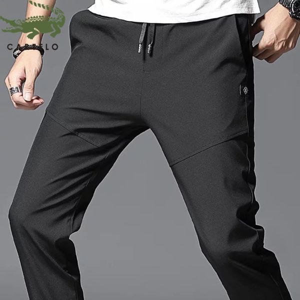 

cartelo pants men new business casual fashion wild slim solid color beam feet comfortable men's long pants, Black