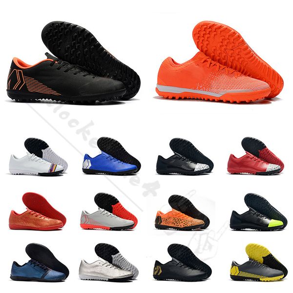 

2019 indoor Mens women soccer shoes Kids Mercurial Superfly X VI Academy orange cool grey wheat gold low football boots Size 35-45