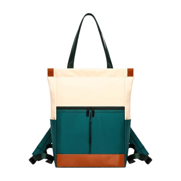 

fggs-nylon waterproof lapbackpack student schoolbag color matching multi-function backpack ladies high-capacity hand bag sho