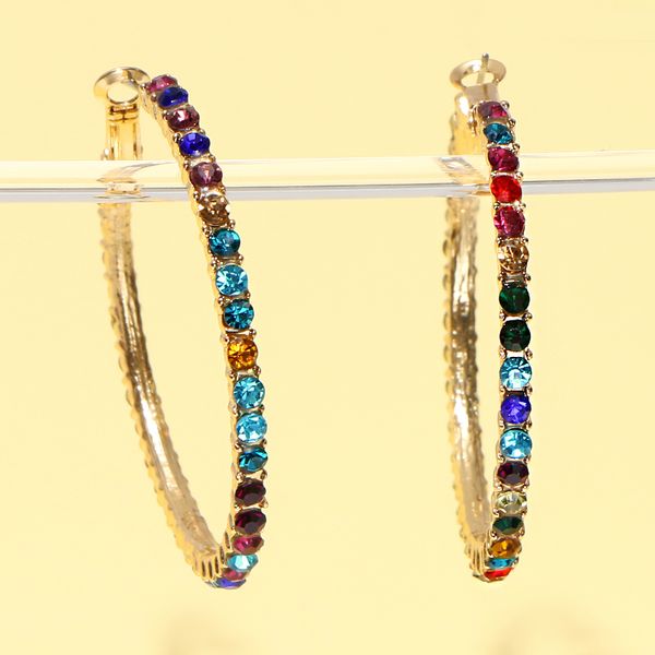 

коми новая мода красочные rhinestone кристалл серьги большой круг c личности привлекательные серьги для женщин партии ювелирных f0215, Silver