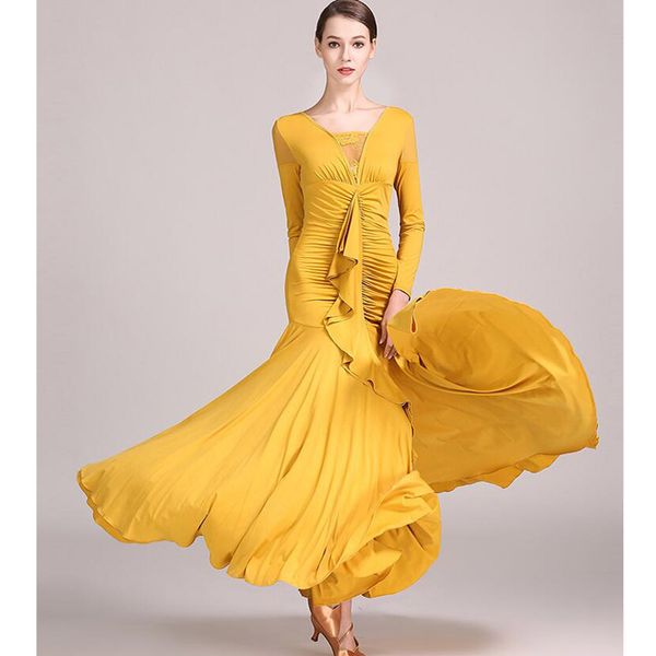 

waltz dress rumba standard smooth dance dresses standard dress ballroom dance competition yellow green purple, Black;red
