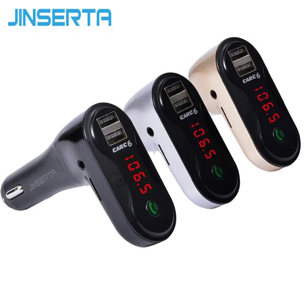 

jinserta hands wireless bluetooth fm transmitter + aux modulator car kit mp3 player tf sd usb lcd car accessories