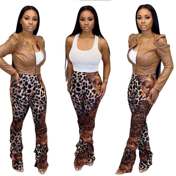 

designer women pants leopard printed autumn and winter casual loose straight pants fashion women pants, Black;white