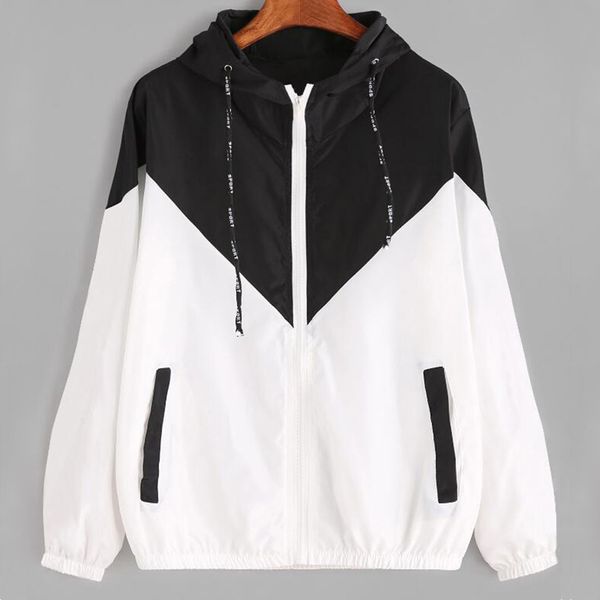 

spring autumn running jacket women tracksuit color matching elastic hooded jacket fashion wild casual zipper, Black;red