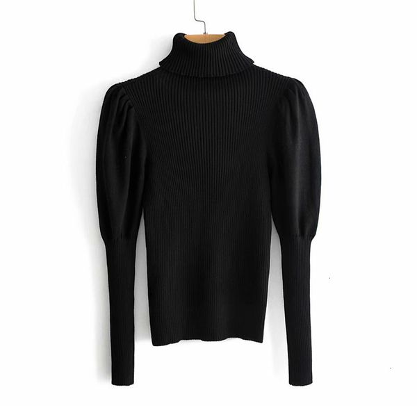 

ladies elegant effects color roasted trui coltrui stretch long puff mouwen blue trui casual ladies jumper top, White;black