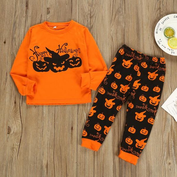 

двухсекционный бесплатная доставка halloween boys'suit длинным рукавом тыквы письмо дети дизайнер одежды футболки мультфильм брюки досуг дет, White