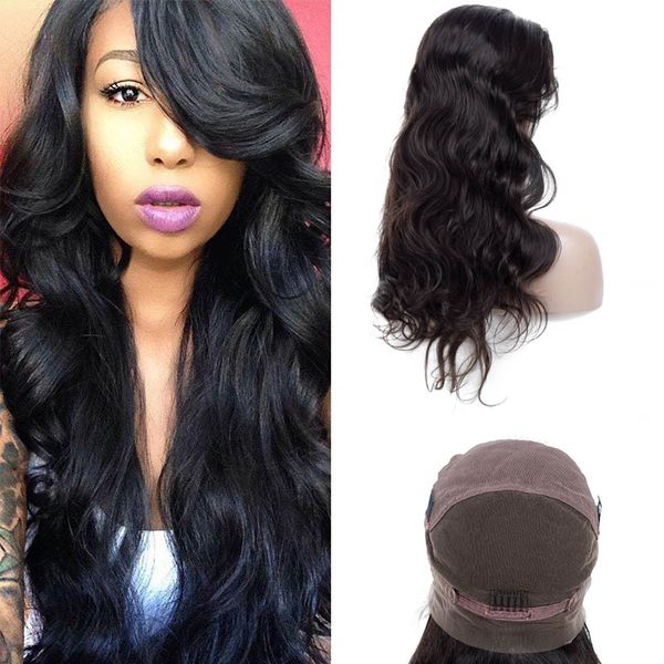 

peruvian 100% human hair full lace wigs natural color body wave wigs 10-32inch virgin hair wholesale ruyibeauty, Black;brown