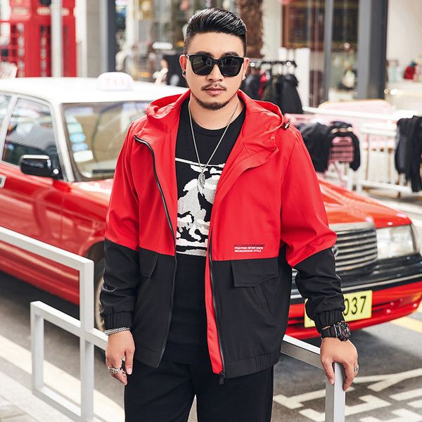 

plus size 6xl 7xl 8xl for 140kg patchwork jackets mens hooded bomber jackets and coats streetwear windbreaker jacket men casual, Black;brown