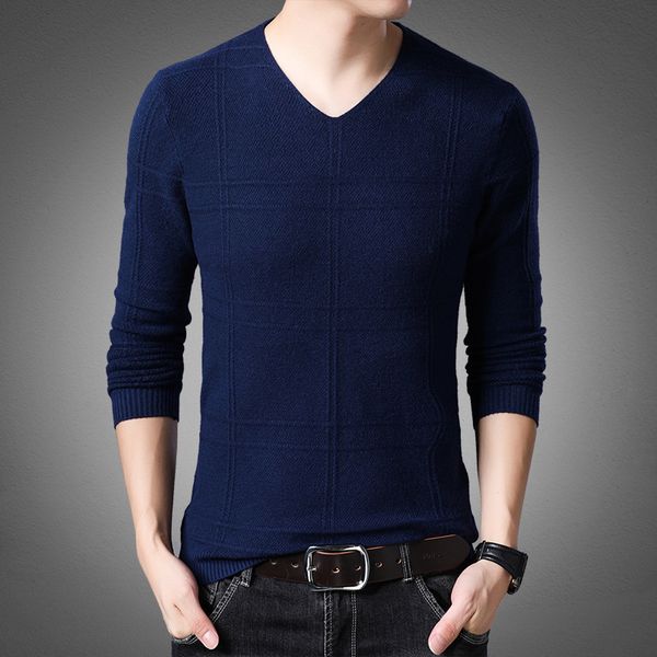 

2019 brand sweater men slim knitwear pull homme streetwear classic casual v-neck pullover men autumn winter woolen sweaters 4xl, White;black