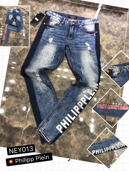 

2020 новых роскошных мужчин джинсы мужские дизайнерские джинсы 146 skull джинсы стразы ripped причинная отверстие джинсовой моды бренд черны, Blue