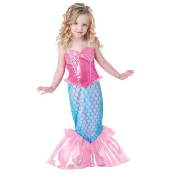 Bebek Kız Mermaid Elbise Çocuklar Parti Prenses Elbise Cosplay Mermaid Kostüm Yapmak Giysi Çocuklar Noel Partisi Elbise KKA6668