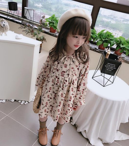 

girls' floral dress children's retro base skirt children's skirt the gift for kids ing, Red;yellow