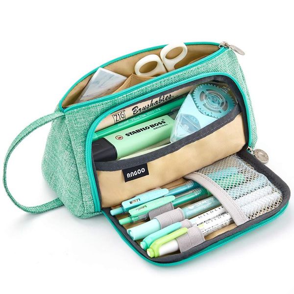 

big capacity pencil pen case bag pouch holder for middle high school office college girl large storage school pencil box