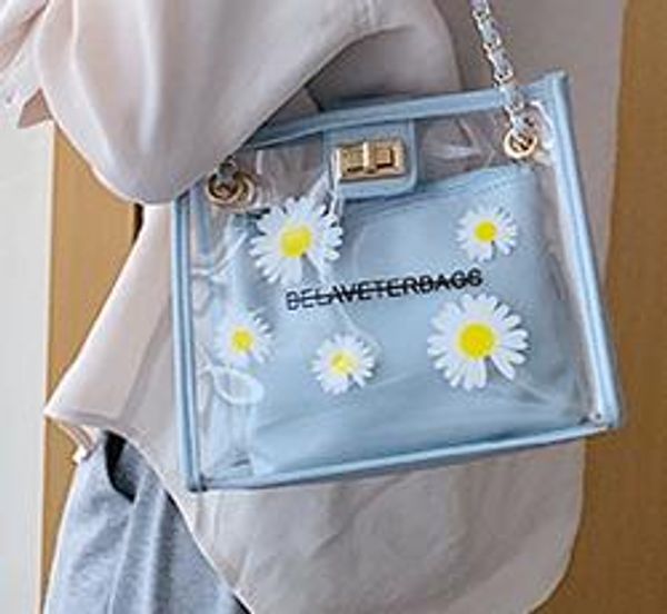 

transparent mother and daughter bag female 2020 new korean version of the small wave of daisy shoulder messenger bag ing