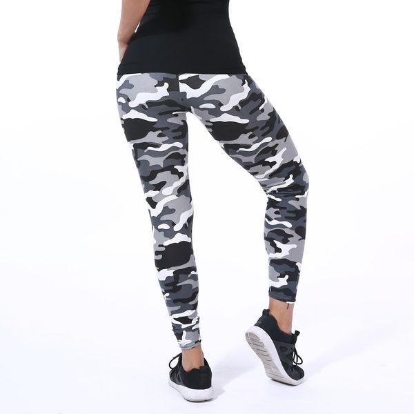 

2019 camouflage printing elasticity leggings camouflage fitness pant legins casual milk legging for women leggings women, Black