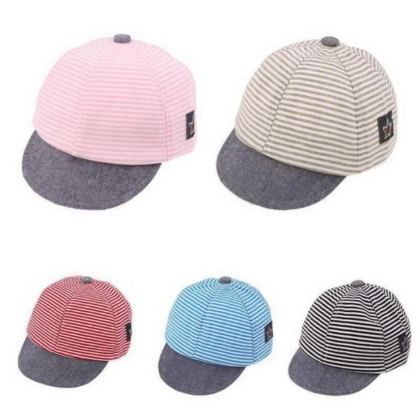 

100pcs baseball cap kids sports cap mesh hat cotton beret stripe summer children accessories baby boys girls hats, Yellow