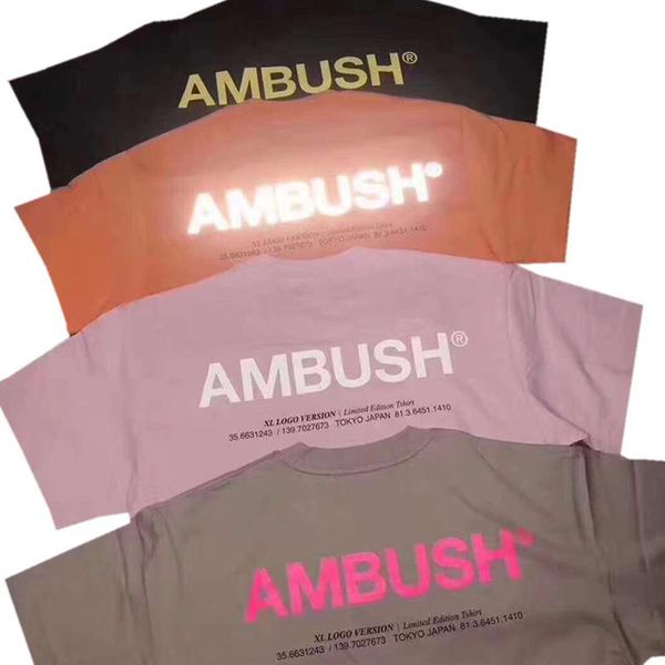 

AMBUSH Футболка 3M Светоотражающие Мужчины Женщины Уличная одежда Лето Harajuku AMBUSH Футб
