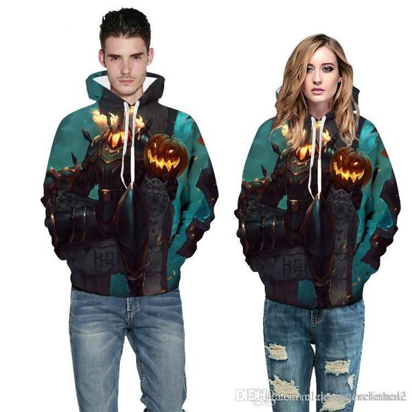 

темные стили mens конструктора толстовки тыква 3d printed женщин толстовки повседневный halloween party пары matching одежда, Black