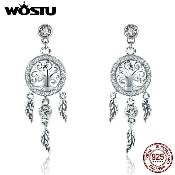 

wostu 925 sterling silver dreamcatcher drop earrings for women female brand original earring jewelry gift cqe457
