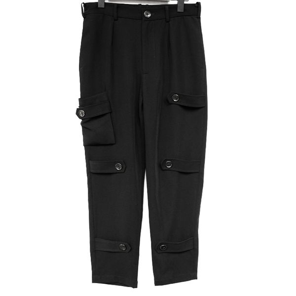 

27-44 2019 new men's clothing hair stylist fashion model street slim plus size casual pant costumes, Black